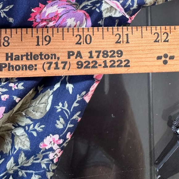 Enge’ collection vintage dress midi quarter length sleeves navy floral women's L - Picture 4 of 11